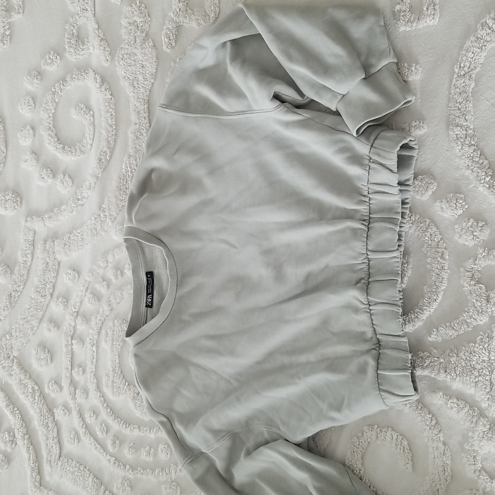 Zara Mint Green Copped Sweatshirt